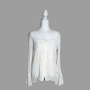 Clothing By Notations  Victorian Lace Blouse Bell Sleeves Ivory Sz L Victorian
